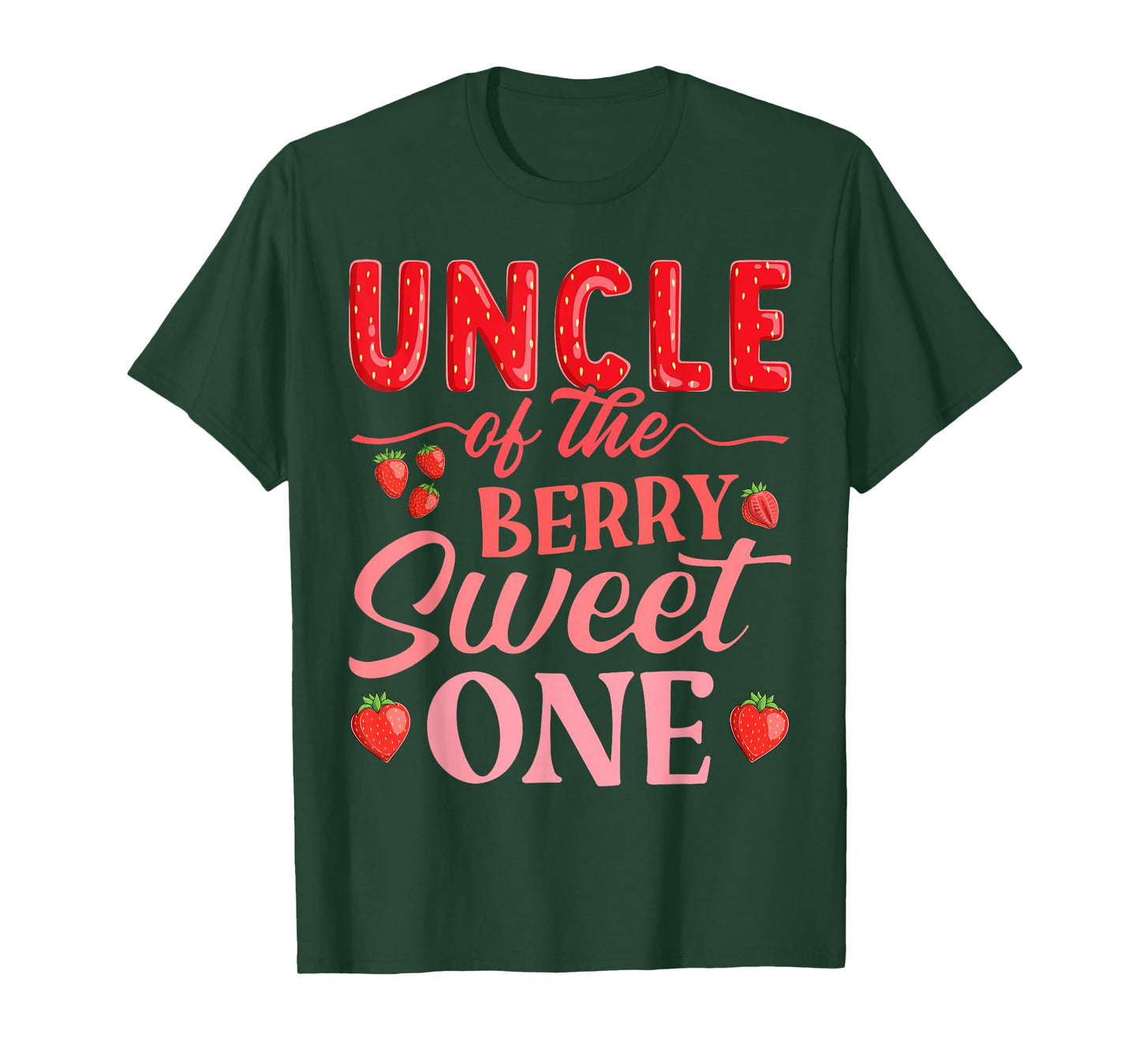 Uncle Of The Berry Sweet One Cute Strawberry First Birthday T-Shirt