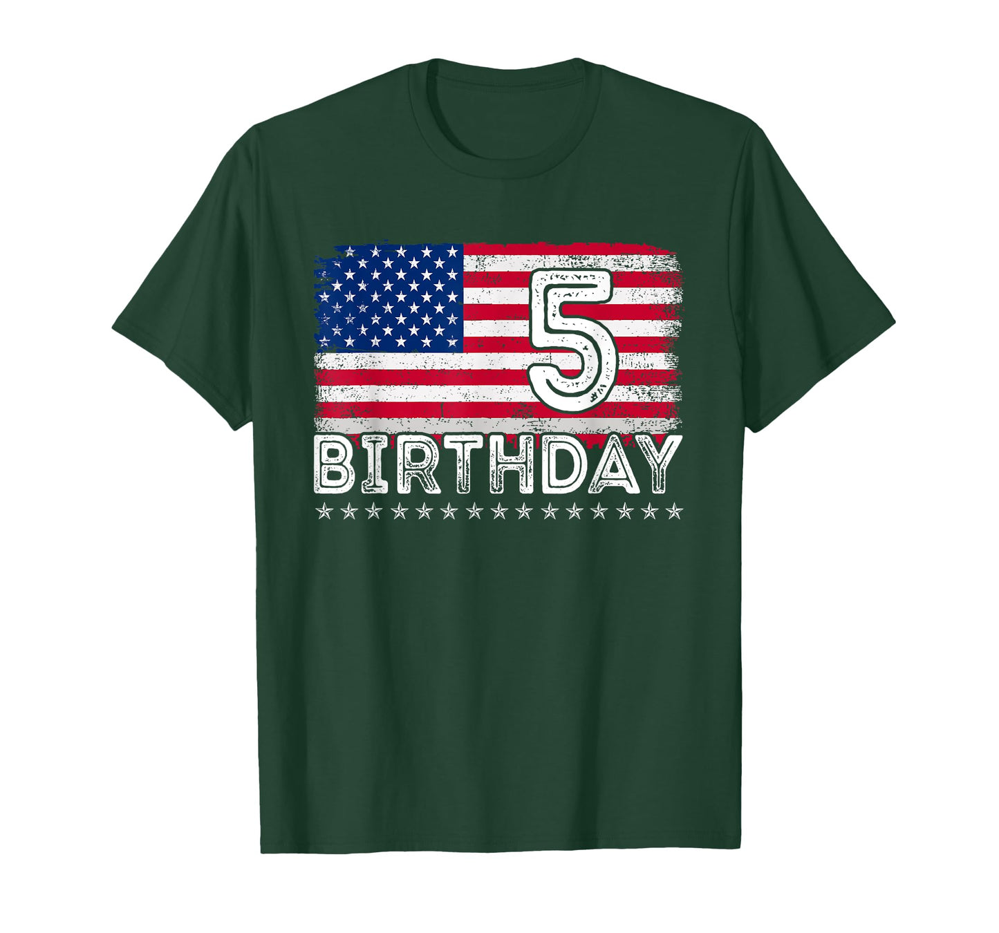 5 Years Old American Flag 5th Birthday USA Flag July 4th Boy T-Shirt
