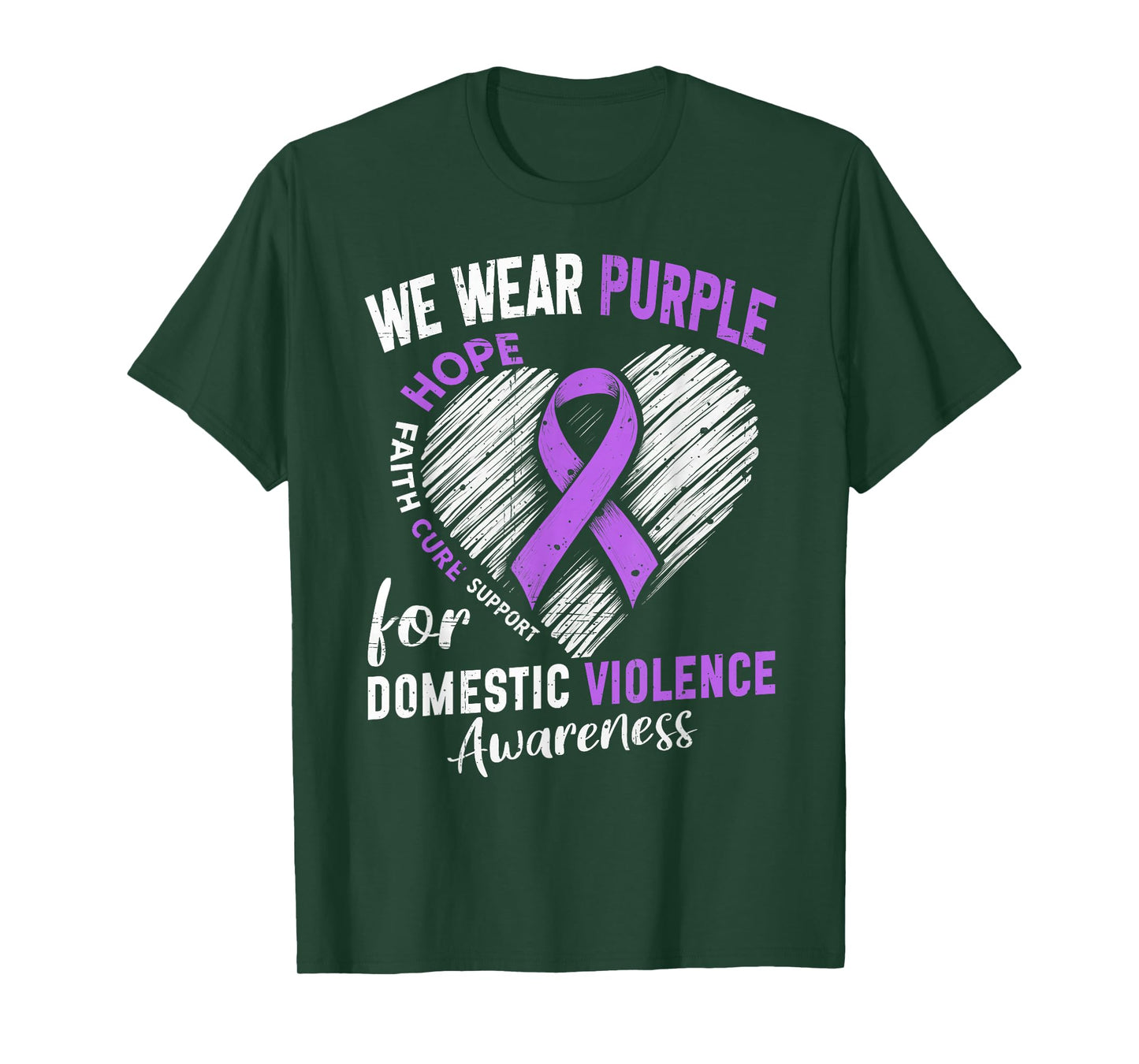 We Wear Purple for Domestic Violence Awareness Purple Ribbon T-Shirt
