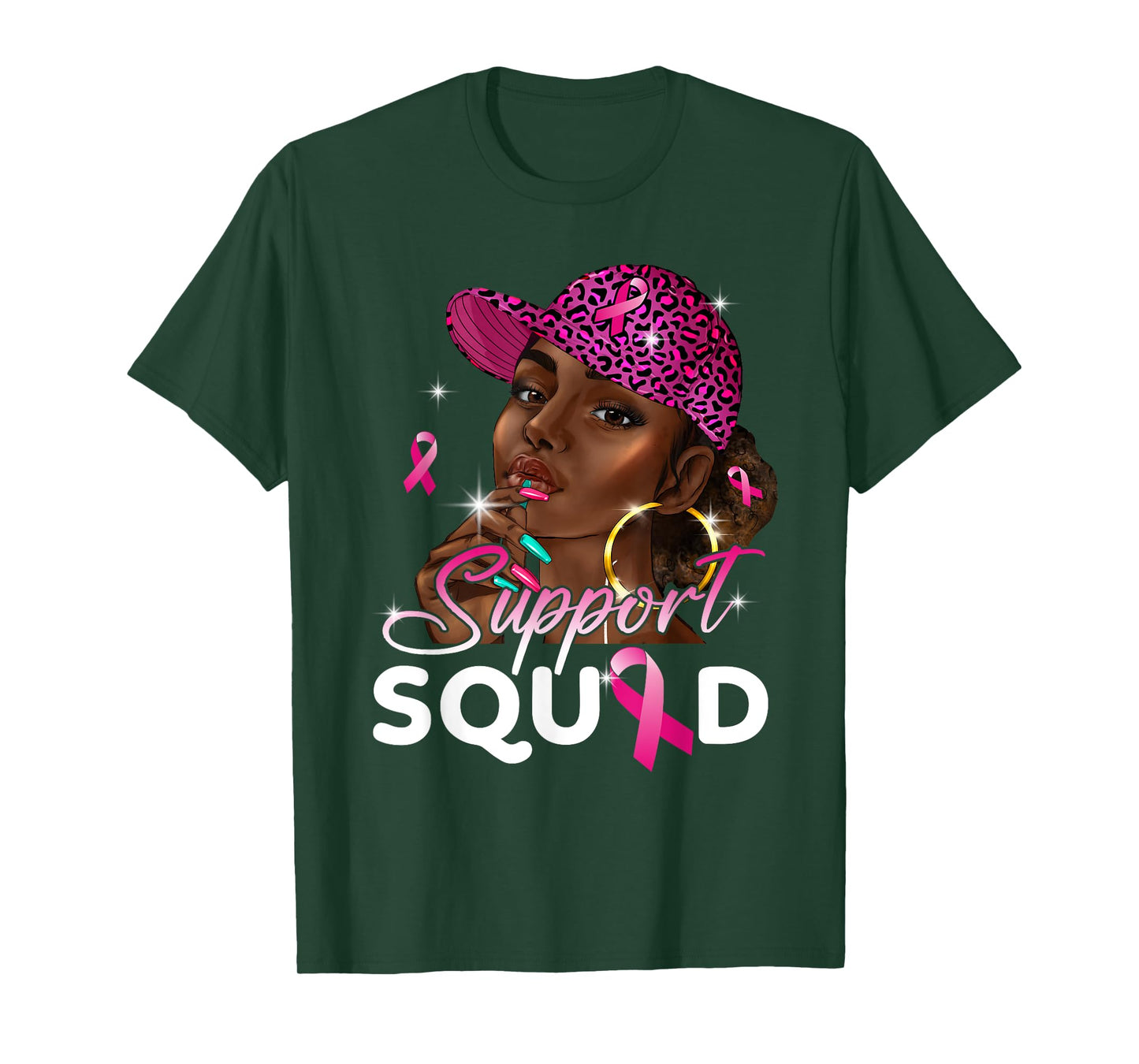 Black Girl Black Woman Breast Cancer Awareness Pink Ribbon T-Shirt
