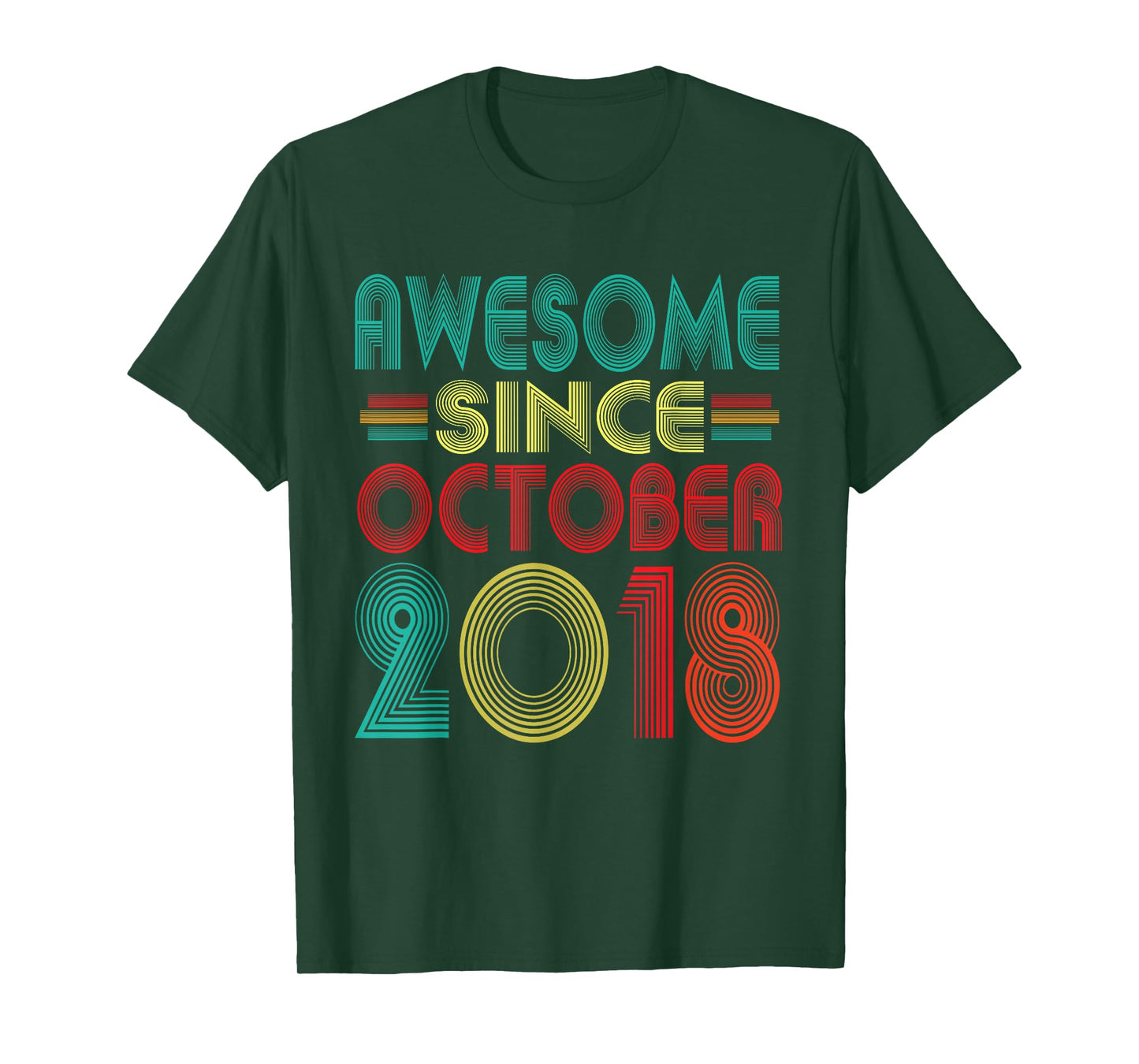 Awesome Since October 2018 Years 7th Birthday Funny Vintage T-Shirt