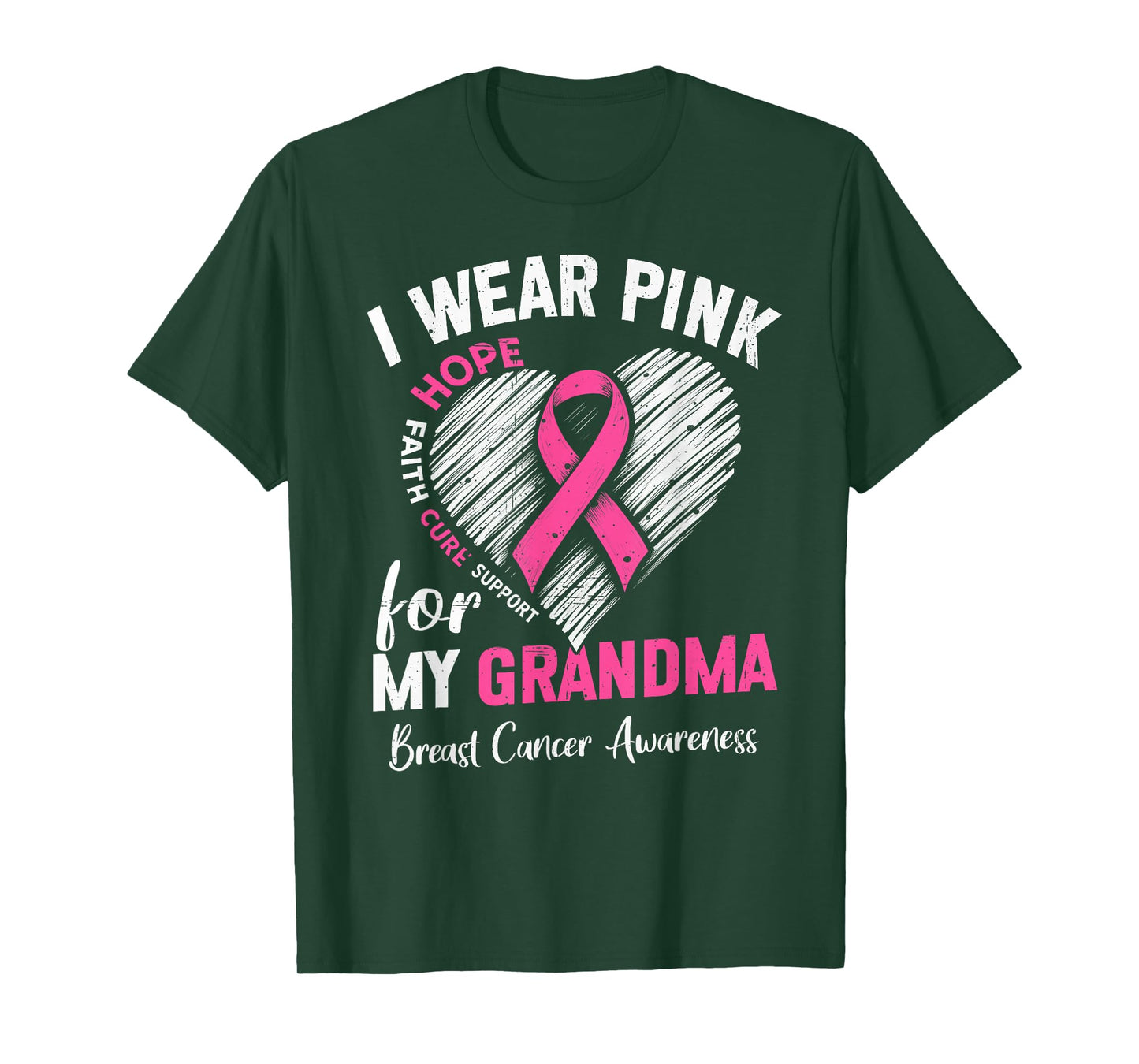 I Wear Pink for My Grandma Heart Breast Cancer Awareness T-Shirt