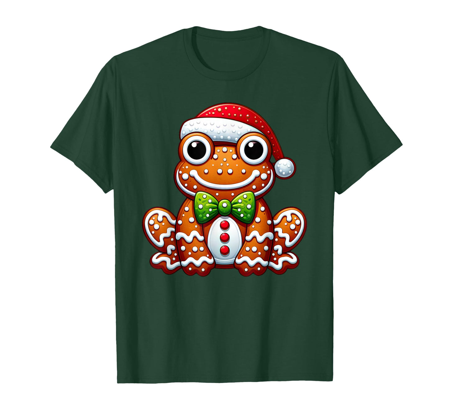 Funny Gingerbread Man Frog Christmas Womens Mens Kids T-Shirt