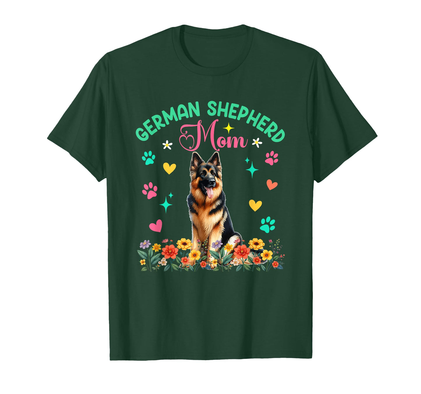 German Shepherd Mom Mother's Day Floral Cute Dog Owner Group T-Shirt