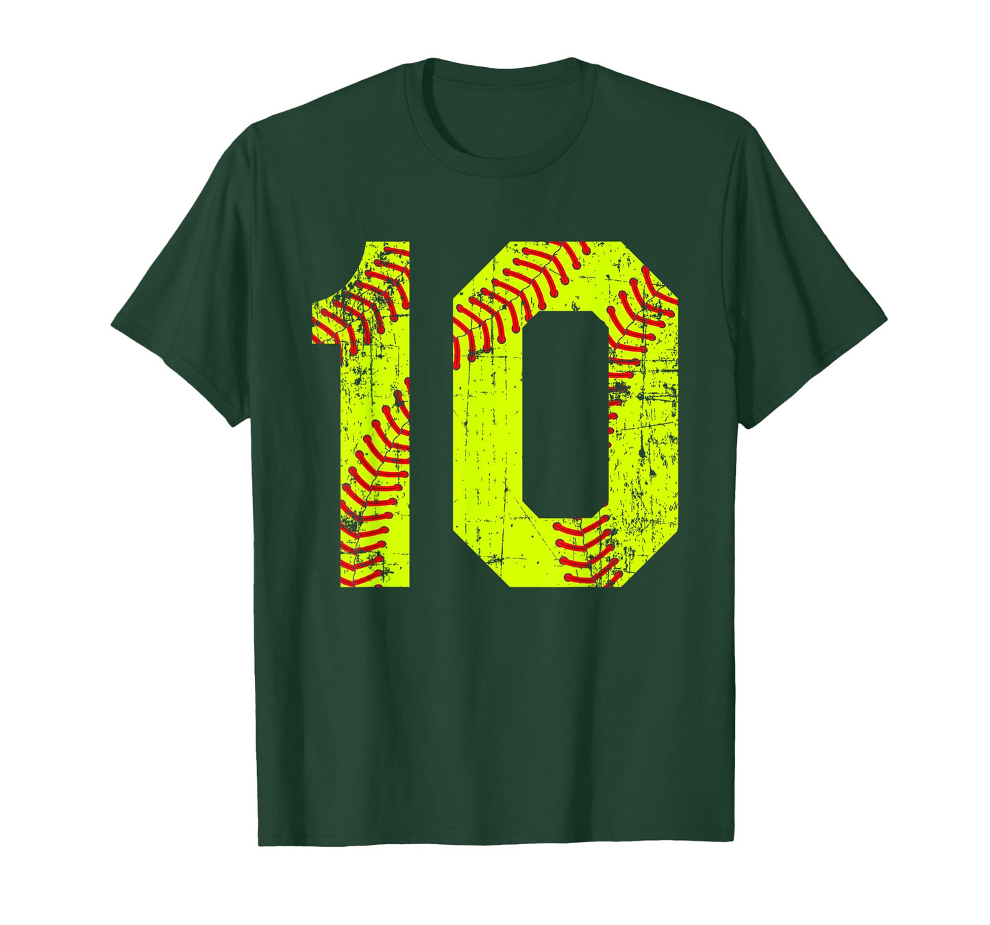 Vintage Softball 10 Jersey Number T-Shirt