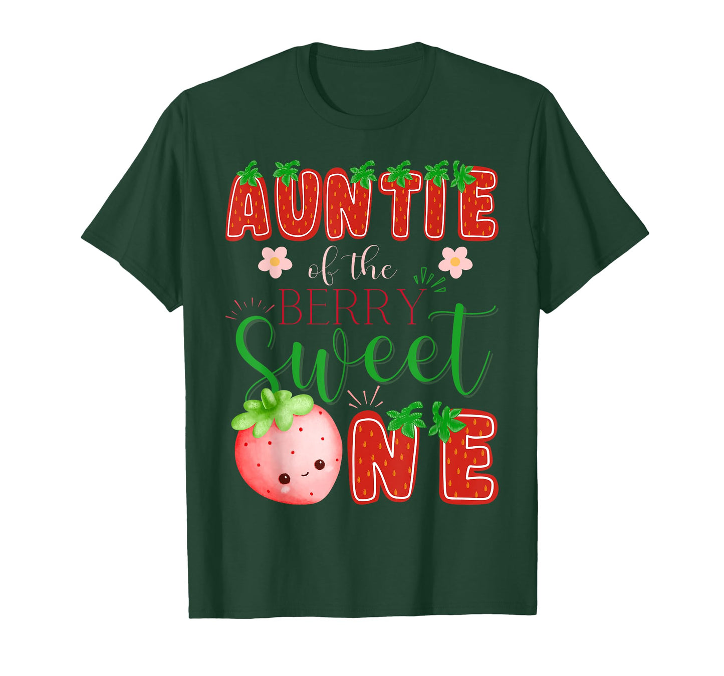 Auntie Of The Berry Sweet One 1St Birthday Strawberry T-Shirt