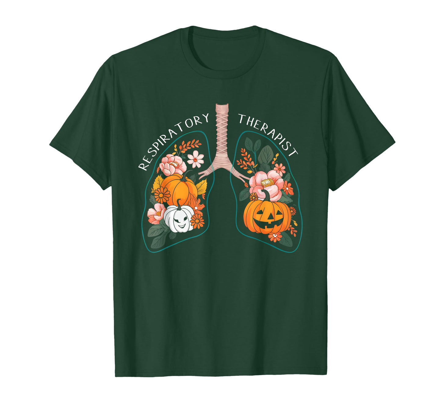 Respiratory Therapist RT Lung Floral Pumpkin Halloween T-Shirt