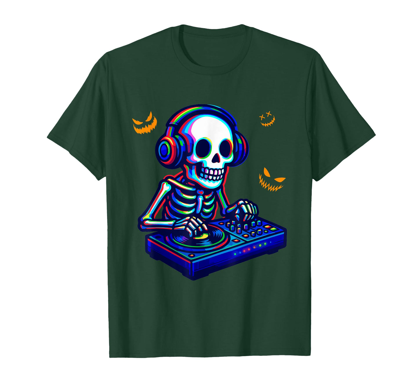Colorful Skeleton As DJ Halloween Costume Musical Dancer T-Shirt