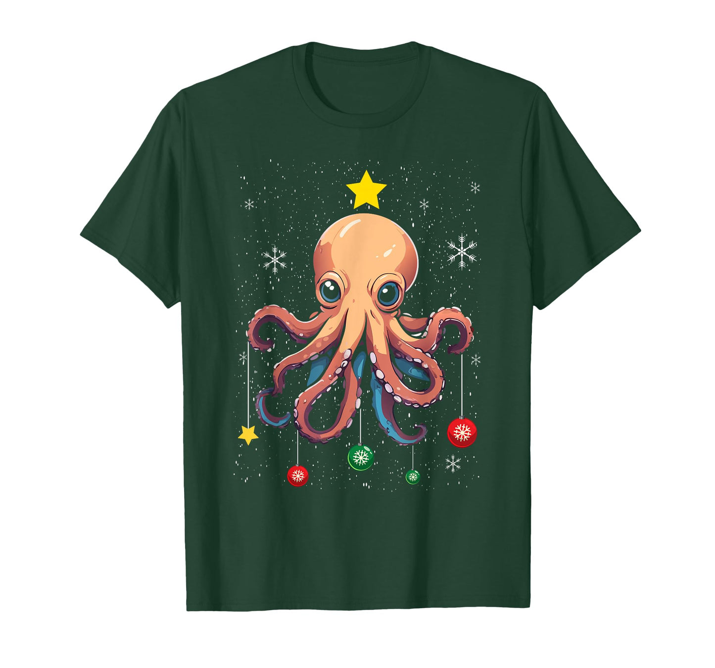 Octopus Christmas Tree Christmas Pajama Cute Animal X-Mas T-Shirt
