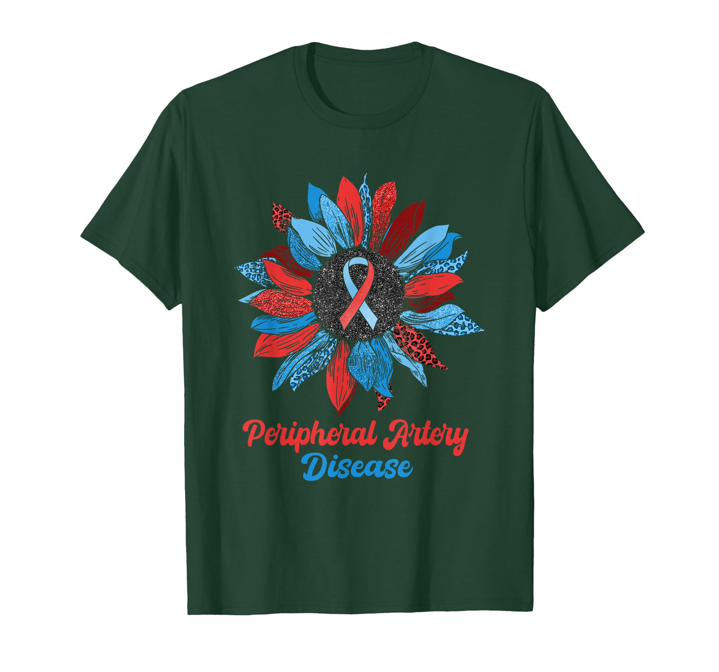 Leopard Sunflower Peripheral Artery Disease Warrior Support T-Shirt