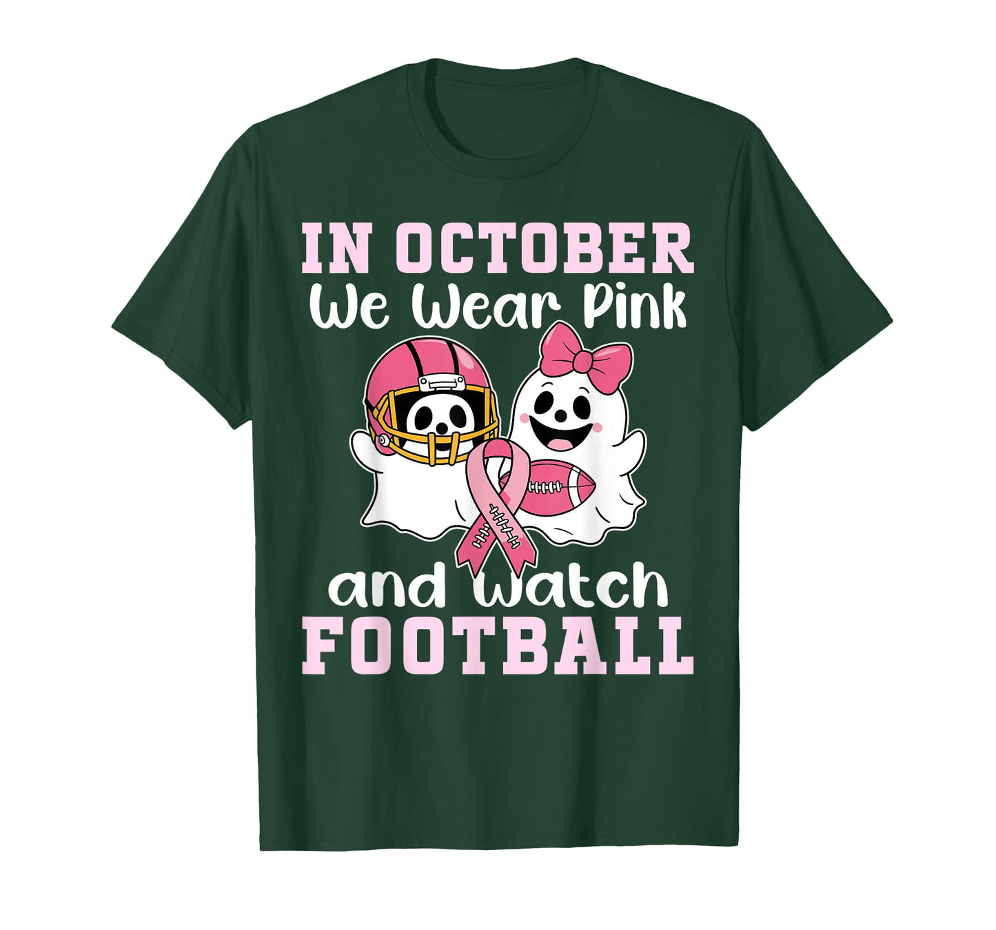 Football Breast Cancer Halloween in October we wear Pink Men T-Shirt