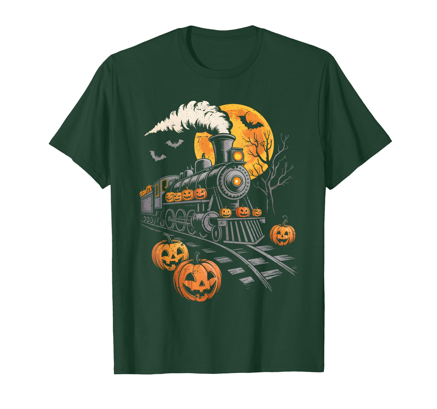 Vintage Halloween Train Jack O Lantern Pumpkin Men Women Kid T-Shirt