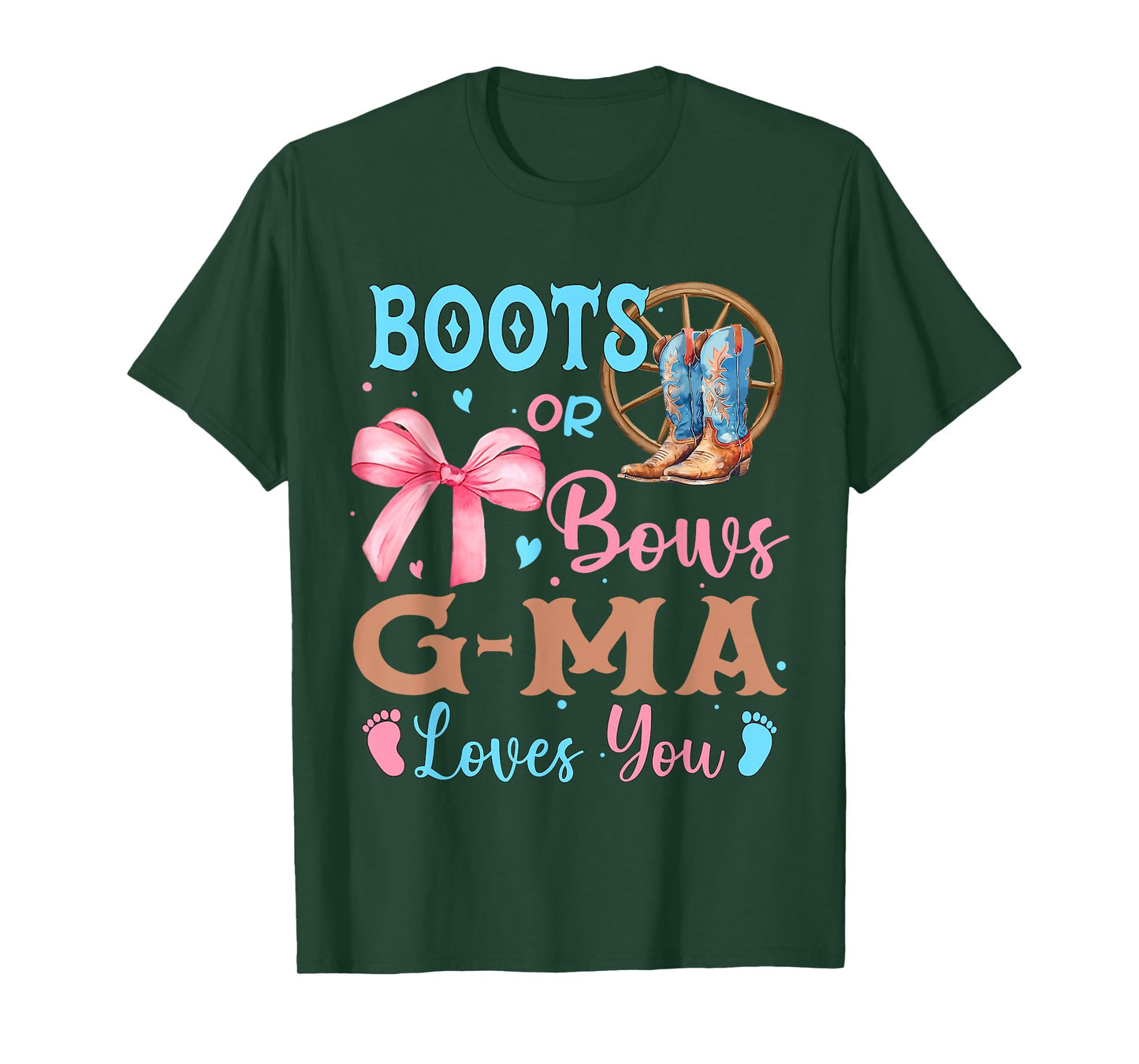 Boots or Bows Gender Reveal Decorations G-Ma Loves You T-Shirt