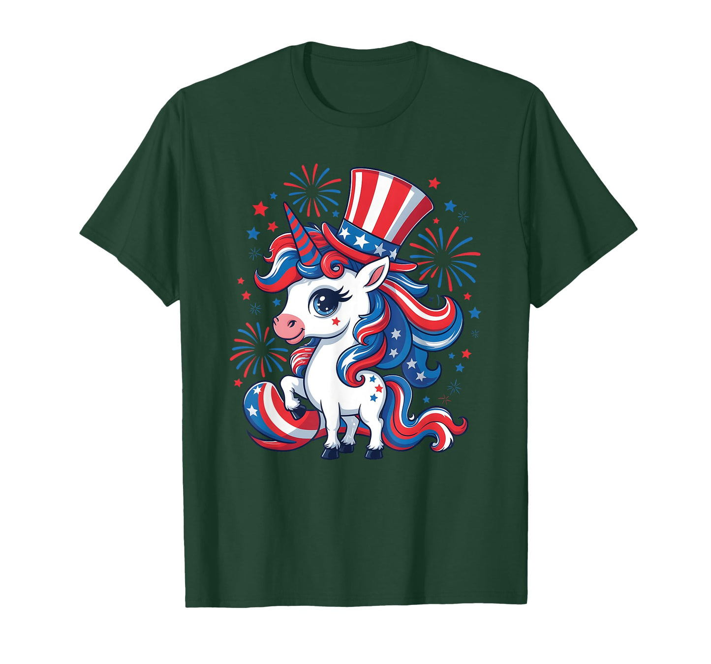 American Americorn Unicorn Patriotic 4th Of July Girls Kids T-Shirt