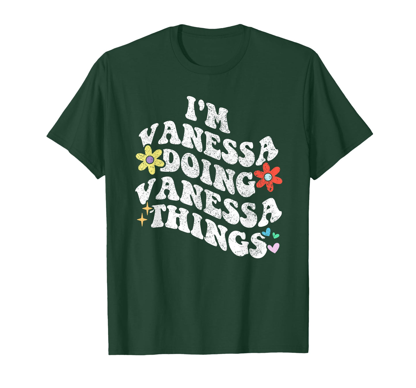Personalized Name Mothers Day outfit For Women Retro Groovy I'm VANESSA Doing VANESSA Things Funny Mother's T-Shirt