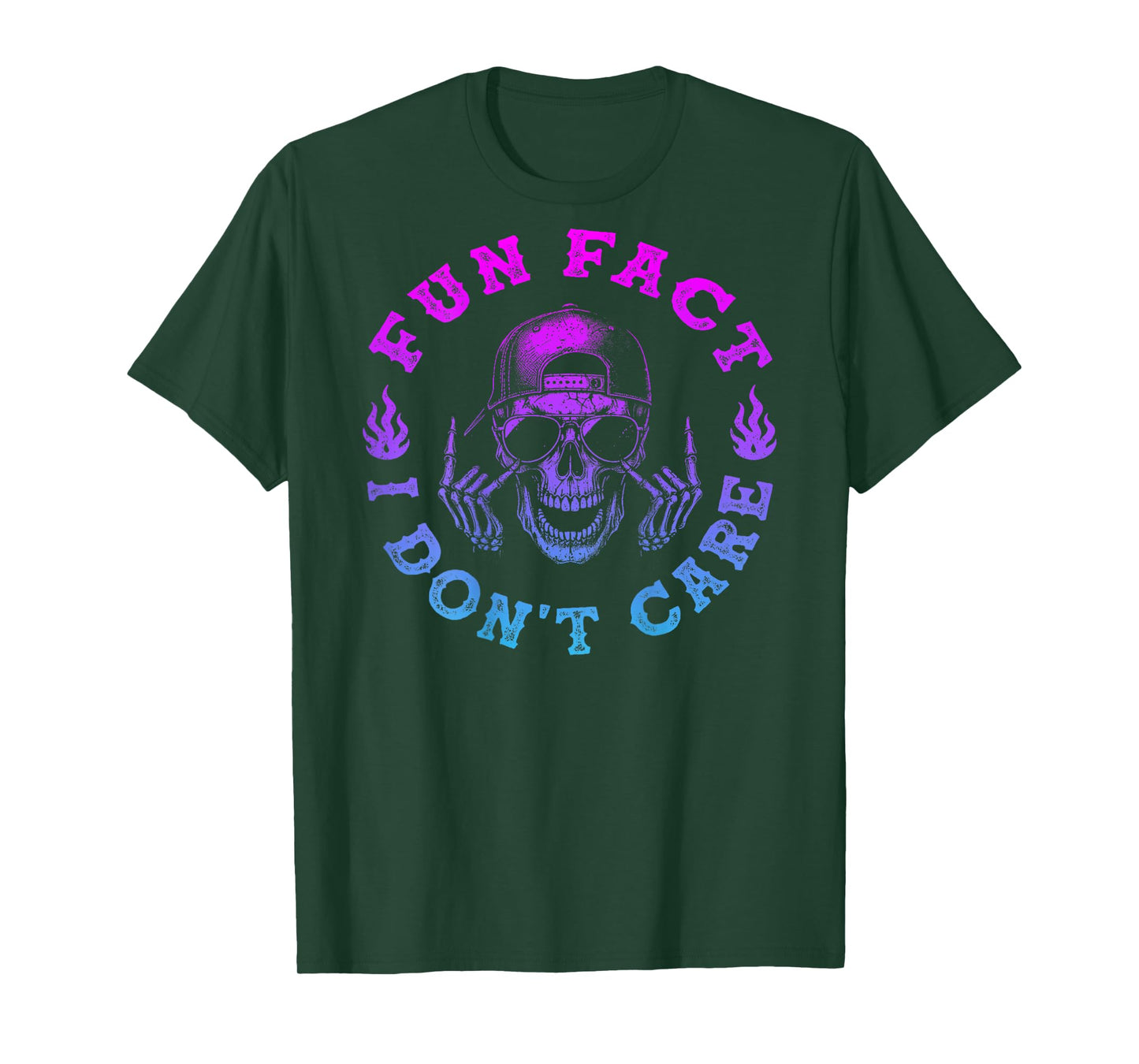 (ON Back) Fun Fact I Don't Care, Funny Skeleton Sarcastic T-Shirt