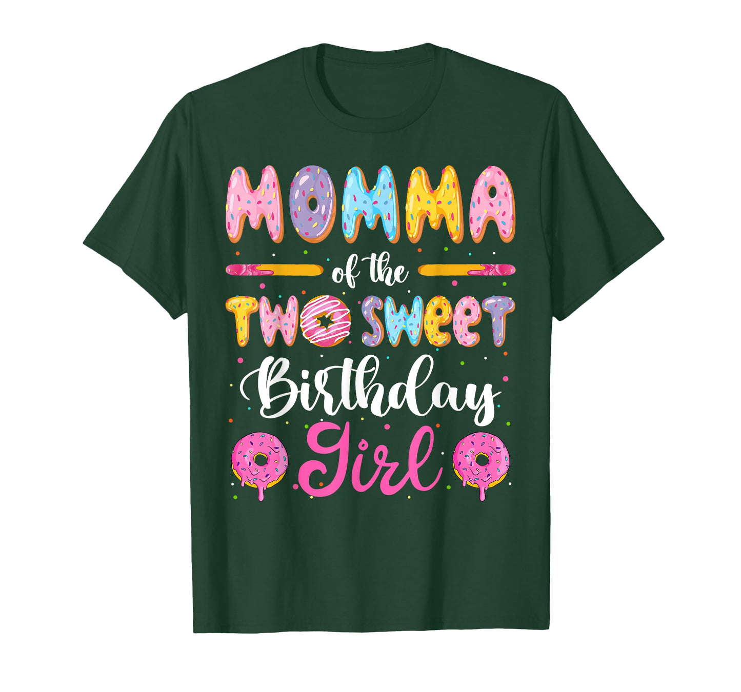 Momma Of The Two Sweet Birthday Girl Donut 2Nd Birthday T-Shirt