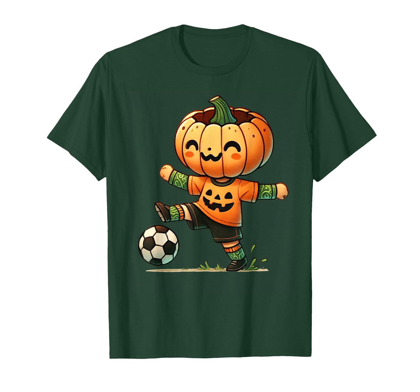 Pumpkin Face Soccer Halloween Costume Boys Kids Toddler T-Shirt