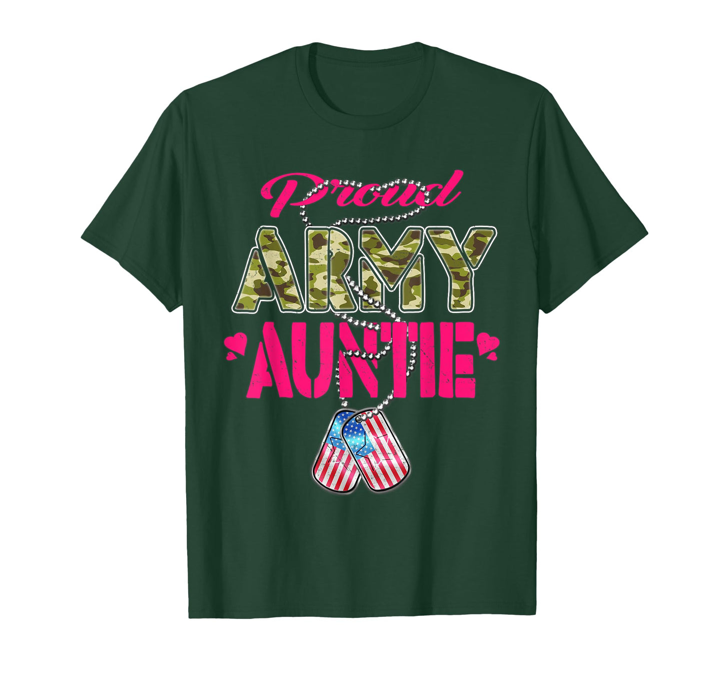 Proud Army Auntie Camo US Flag Dog Tags Pride Military Aunt T-Shirt