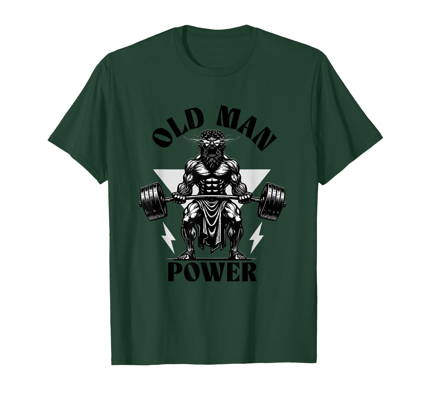Old Man Power Weightlifter, Funny Fitness Gym Weights T-Shirt
