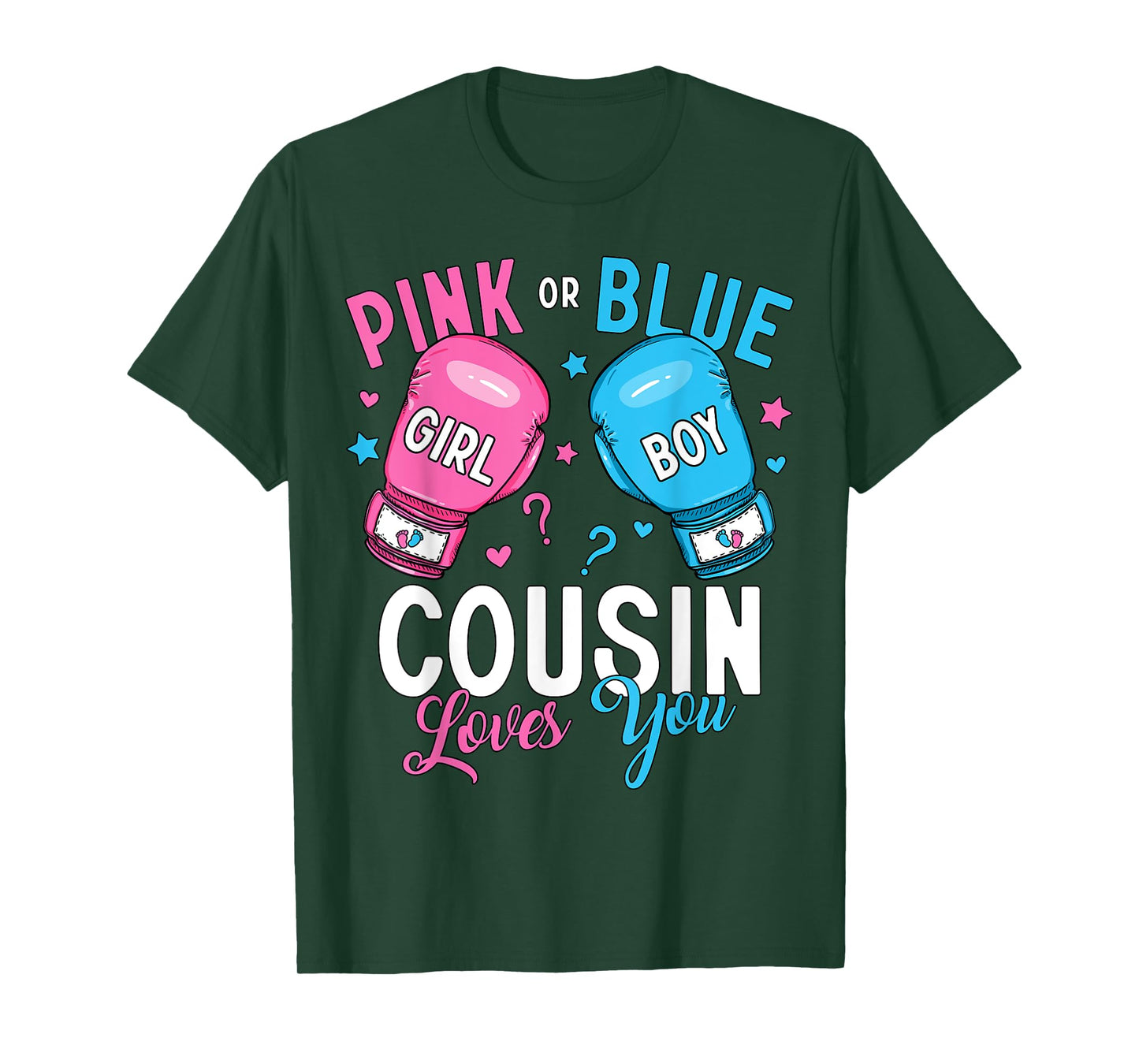 Pink or Blue Cousin Loves You Boxing Gender Reveal Boxer T-Shirt