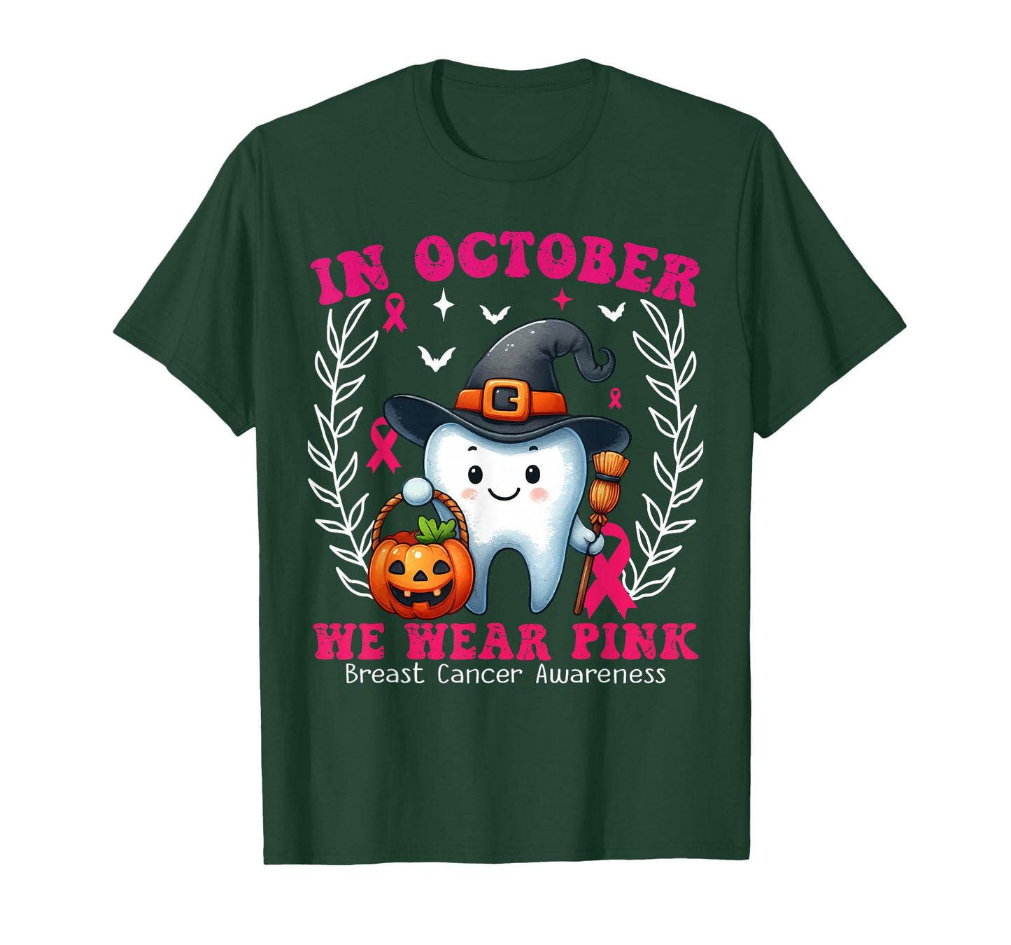 In October we Wear Pink Tooth Dental Breast Cancer Awareness T-Shirt