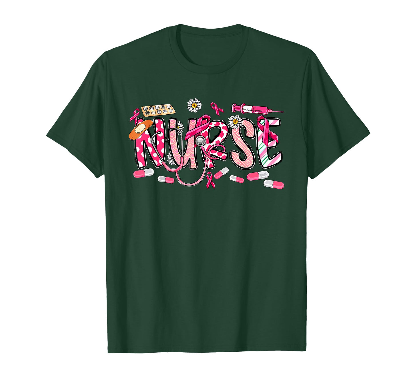 Pink Stethoscope Nurse Medical Breast Cancer Awareness T-Shirt