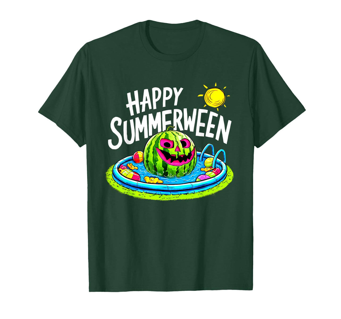 Happy Summerween Summer Watermelon Jack-o-lantern Halloween T-Shirt