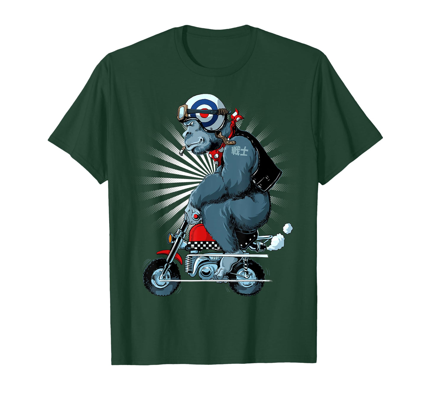 Monkey Bike Gorilla Cartoon Motorbike Design T-Shirt