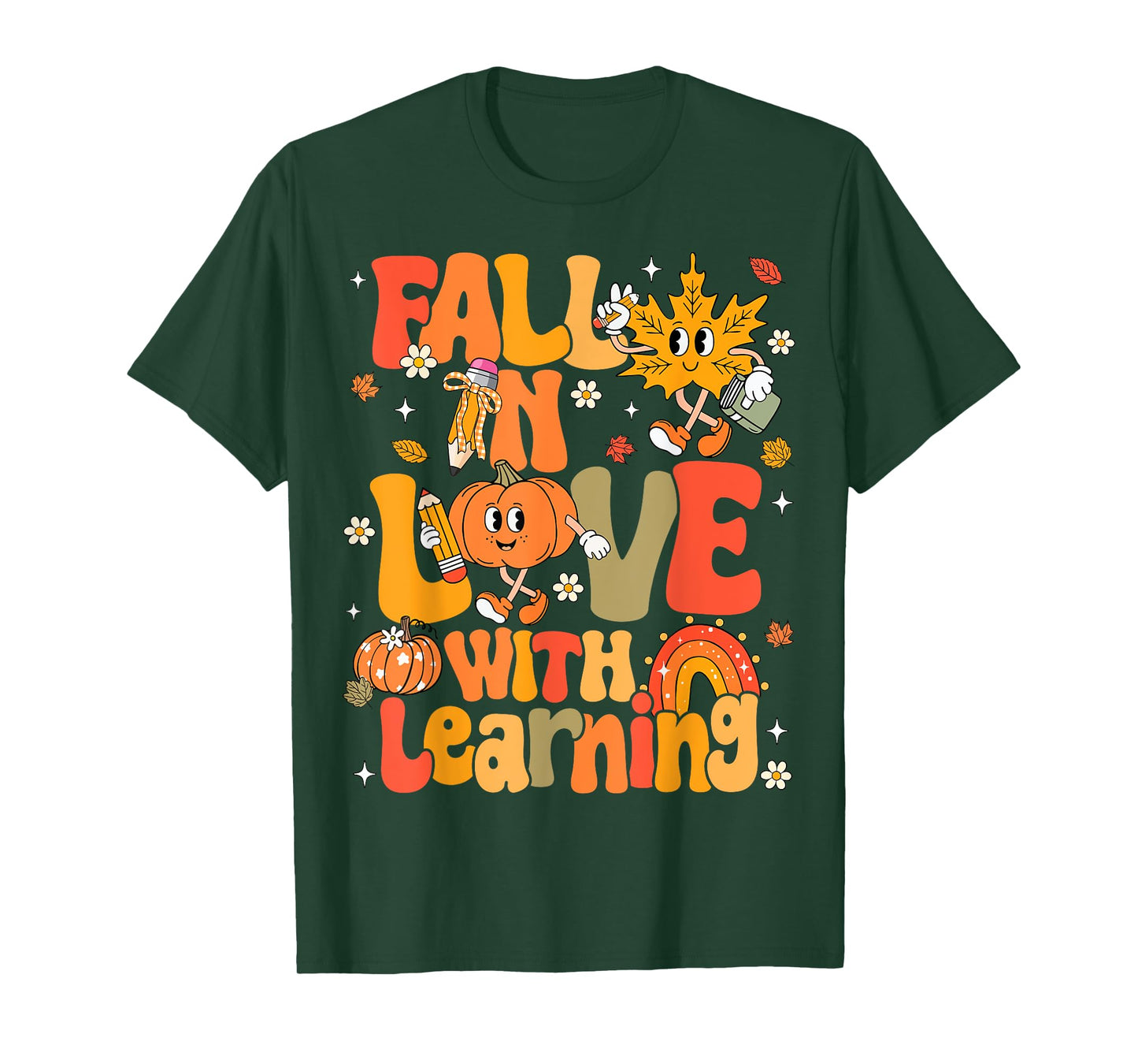 Fall In Love With Learning Autumn Thanksgiving Pumpkin Kids T-Shirt