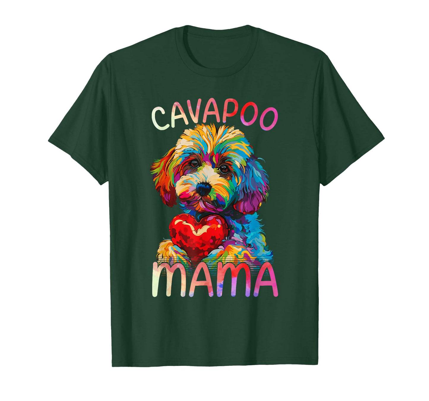 Cavapoo Lover Mama Heart Pop Art Womens Cavapoo Mom T-Shirt