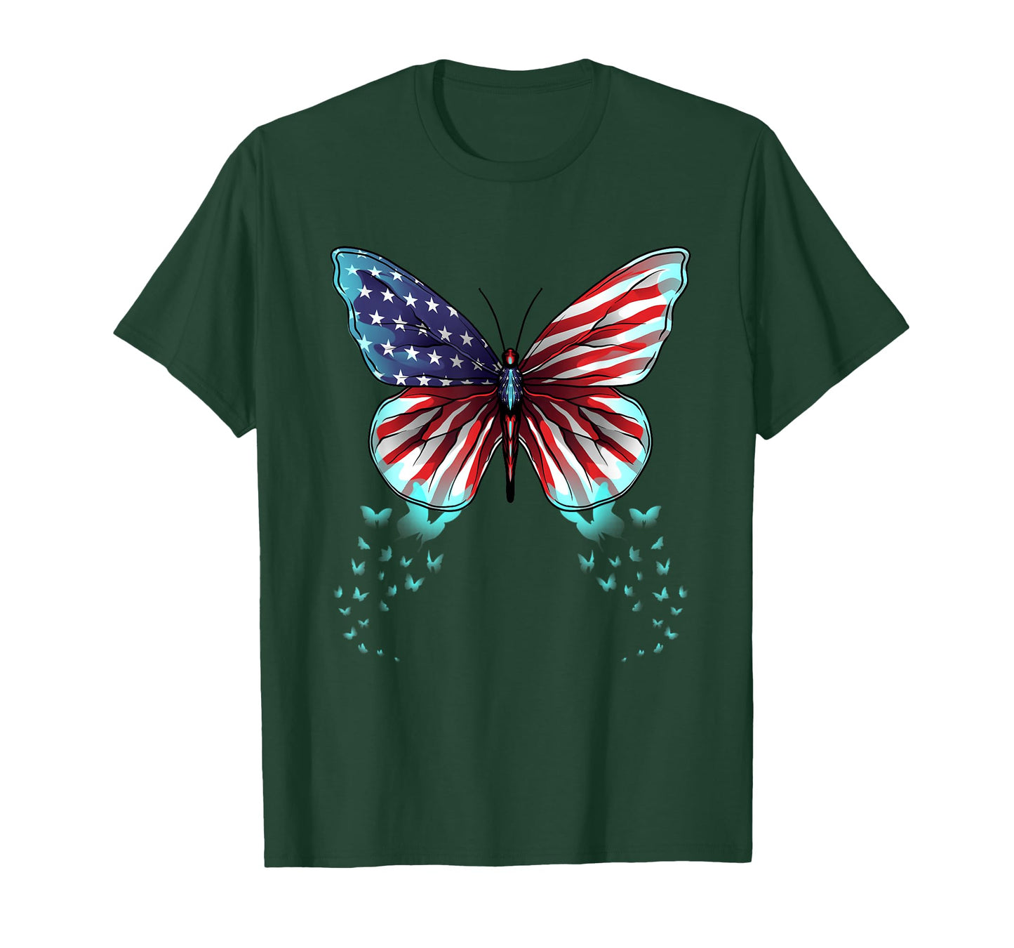 Butterfly USA Flag Cute 4th Of July Funny American Girl Gift T-Shirt