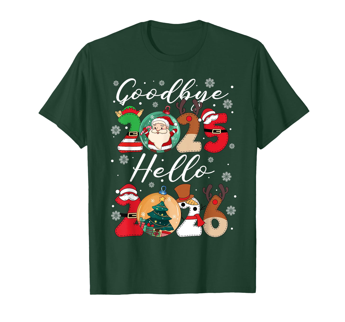 Goodbye 2025 Hello 2026 Happy New Year's Eve Christmas Xmas T-Shirt