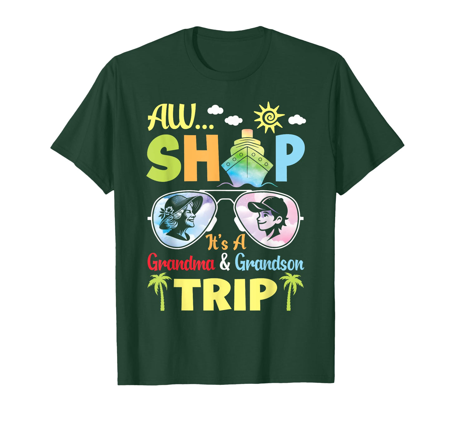 AW Cruise Ship It's A Grandma & Grandson Trip Vacation Vibes T-Shirt