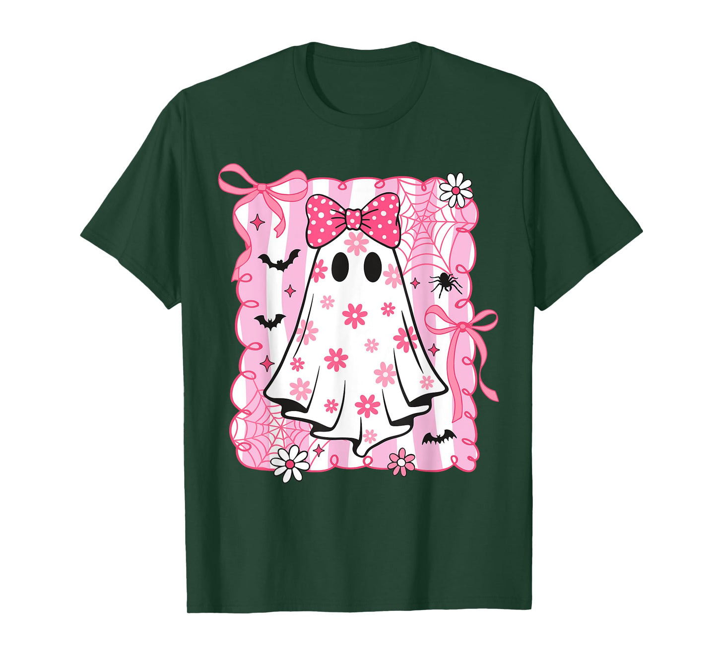 Spooky Vibes Pink Ghost Preppy Halloween Women Girls Kids T-Shirt