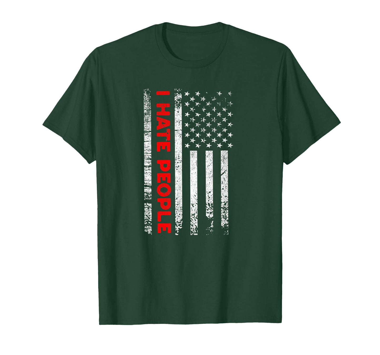 Love America I Hate People T Shirt Funny USA Flag Gift Tee T-Shirt