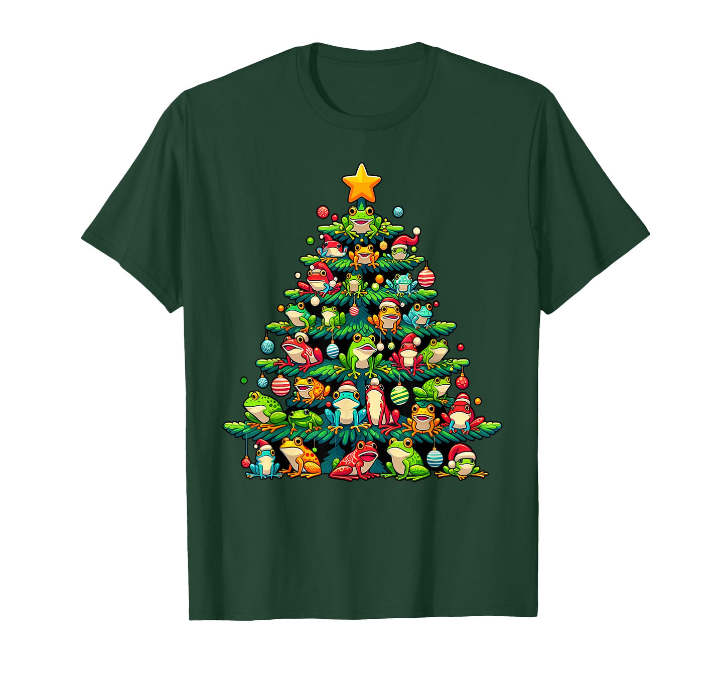 Cute Frog Christmas Tree Funny Xmas Frog Lover Men Women T-Shirt