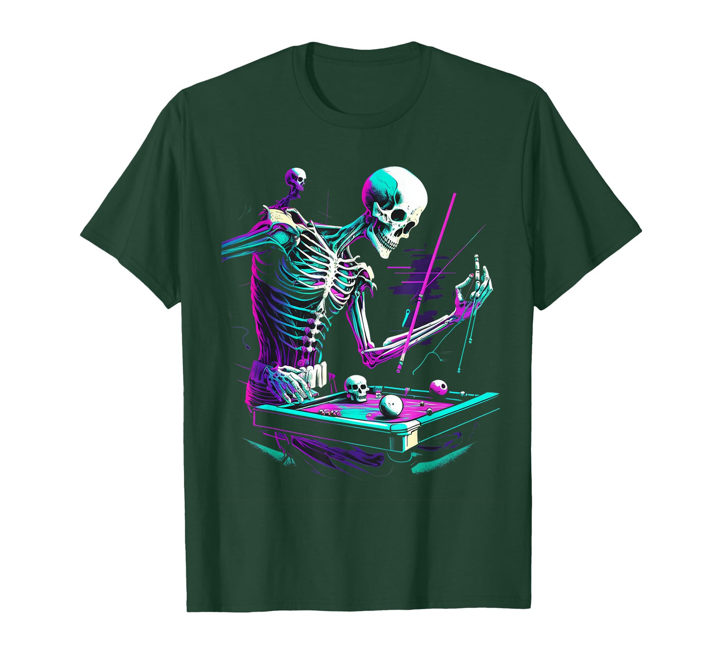 Skeleton Playing Billiard Halloween Costume Sport Pool T-Shirt