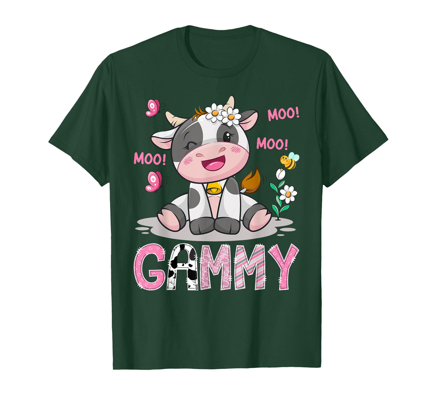 Gammy Pink Farm Cute Cow Moo Moo Birthday Girl Matching T-Shirt