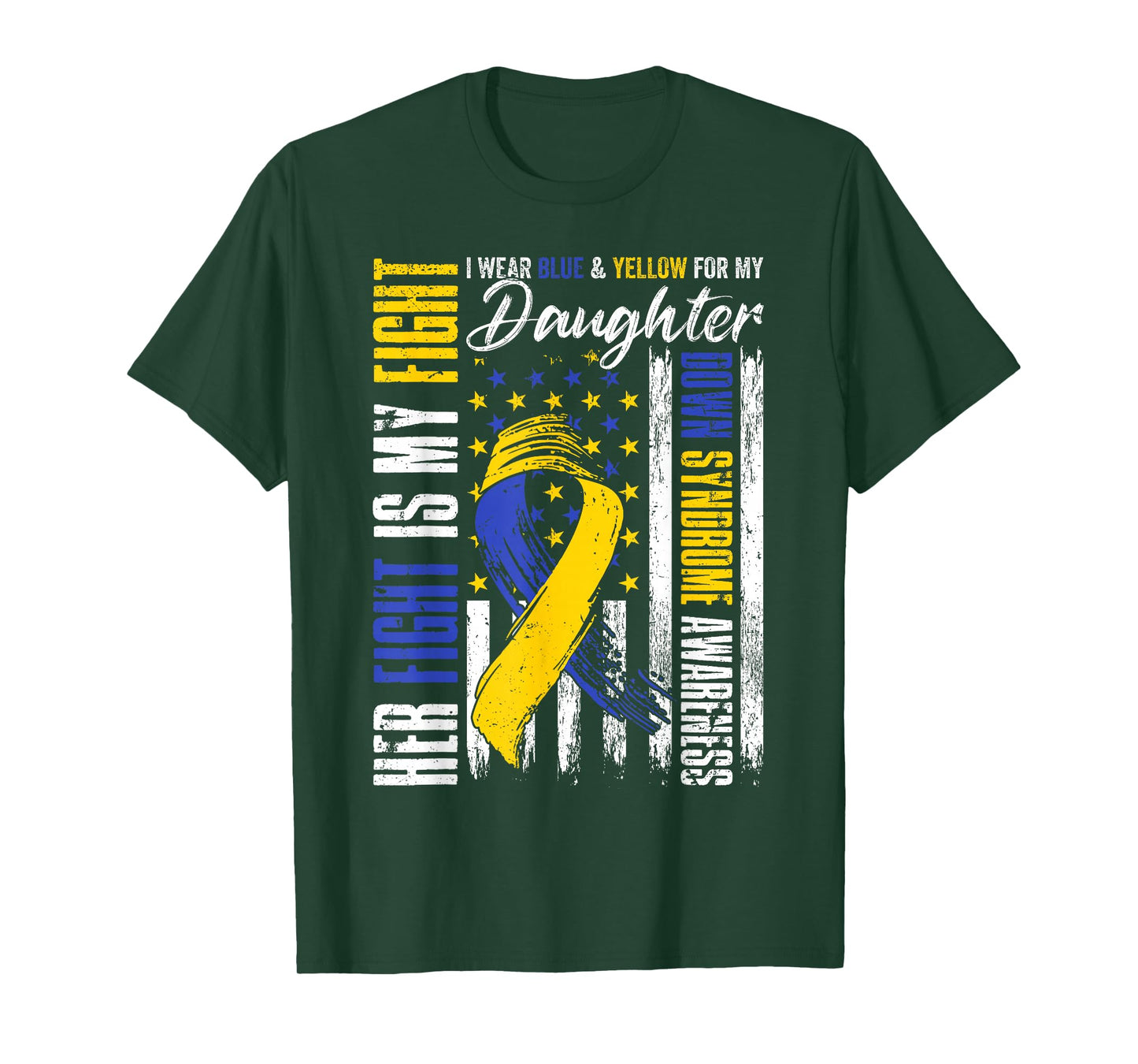 I Wear Blue & Yellow For My Daughter Down Syndrome Moms Dads T-Shirt