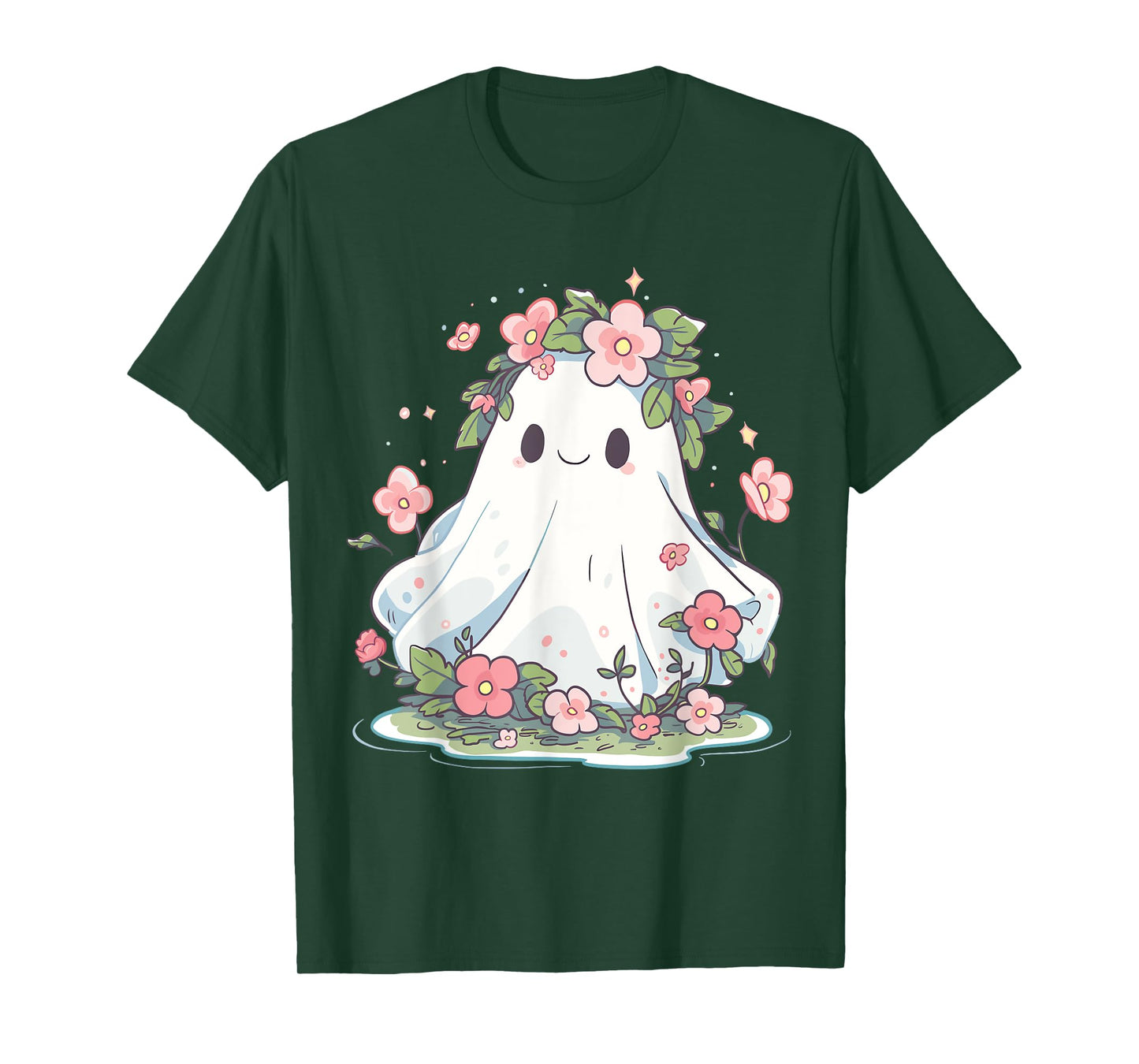 Halloween Ghost Flower Women Girls Halloween Costume T-Shirt