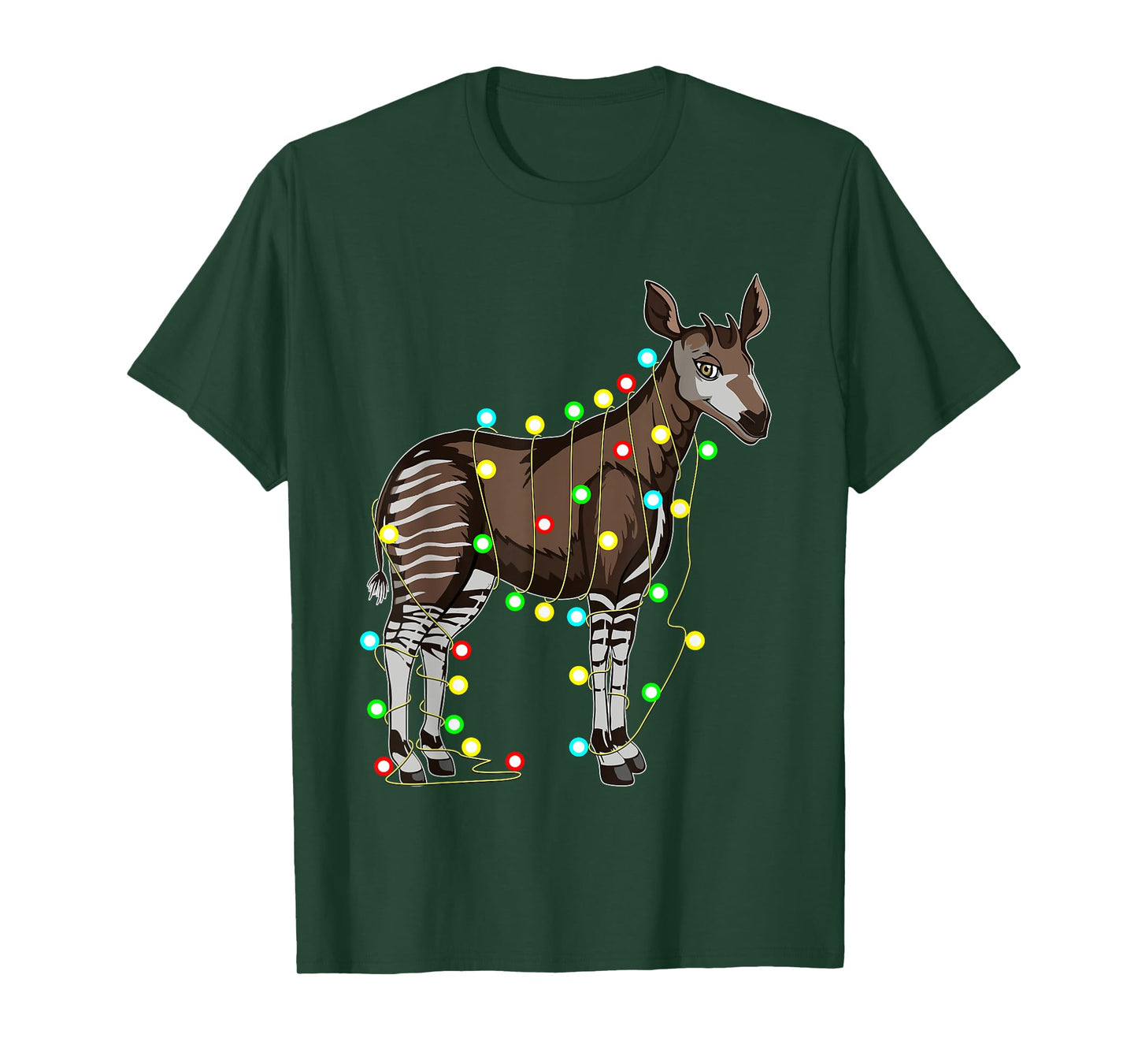 Funny Christmas Okapi Lover T-Shirt by Funny Christmas Okapi Gifts Tizy Apparel - Unisex-Adults and Kids - Black - Short Sleeve - Size Small