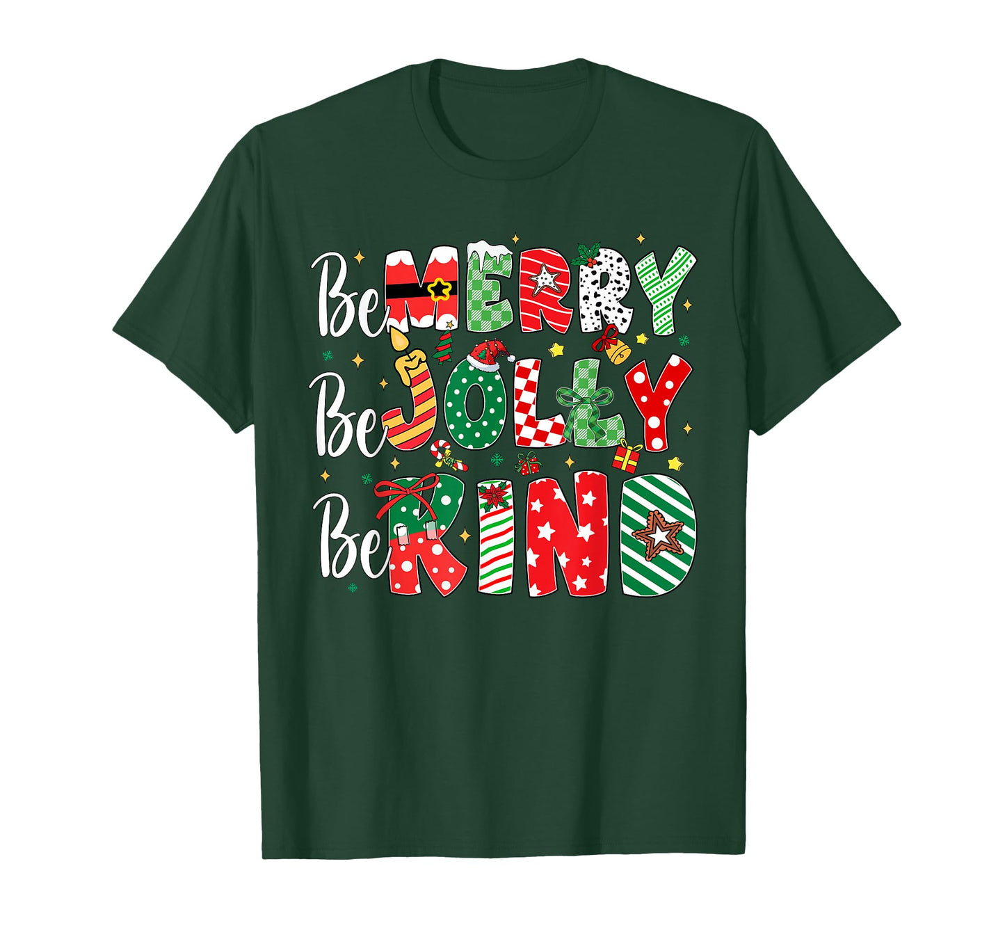 Be Merry Be Jolly Be Kind Merry Christmas Teacher Xmas PJs T-Shirt