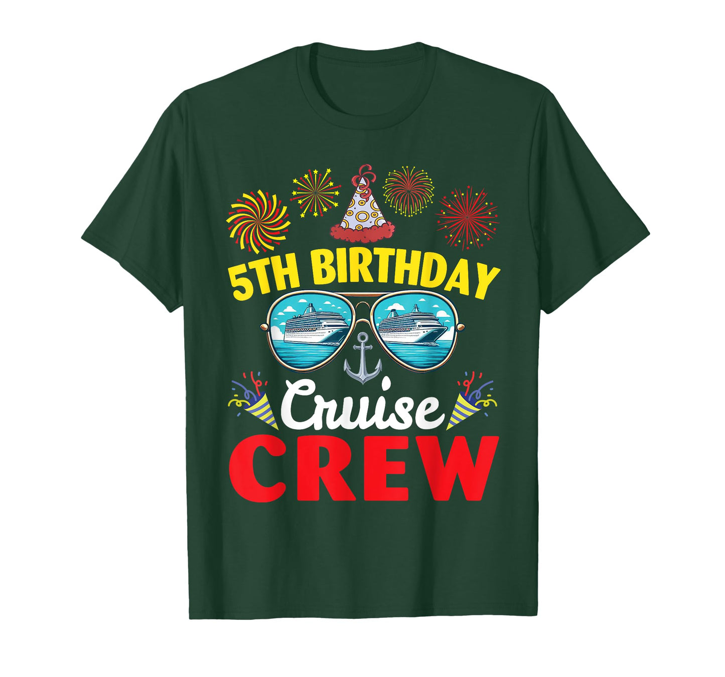 Fireworks Happy 5th Birthday Cruise Crew 5 Years Old Lover T-Shirt
