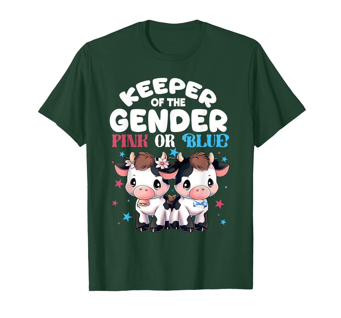Keeper Of The Gender Cow Print Gender Reveal Decorations T-Shirt