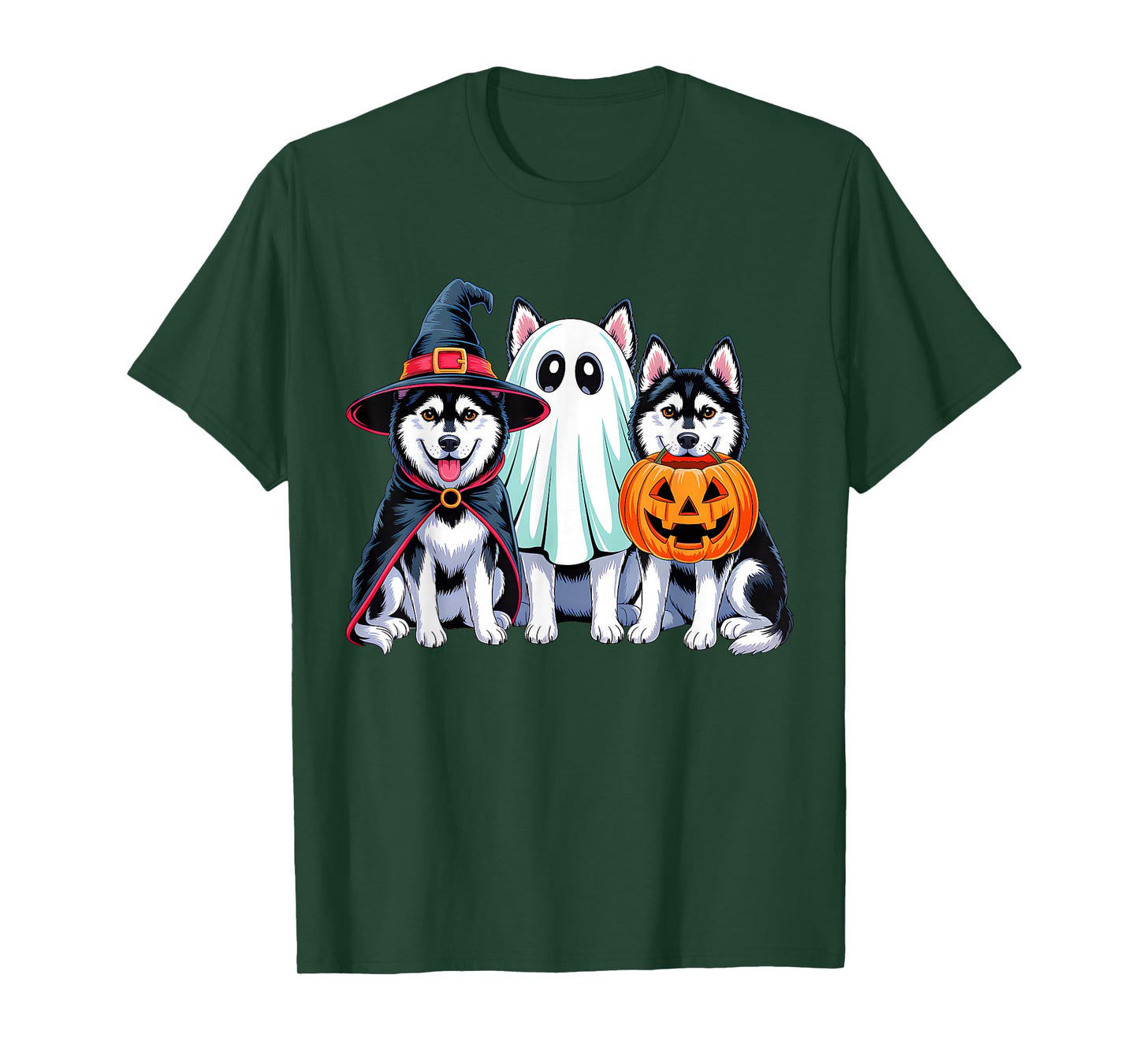 Husky Halloween Funny Dog Lover Pumpkin Witch Ghost Boo T-Shirt