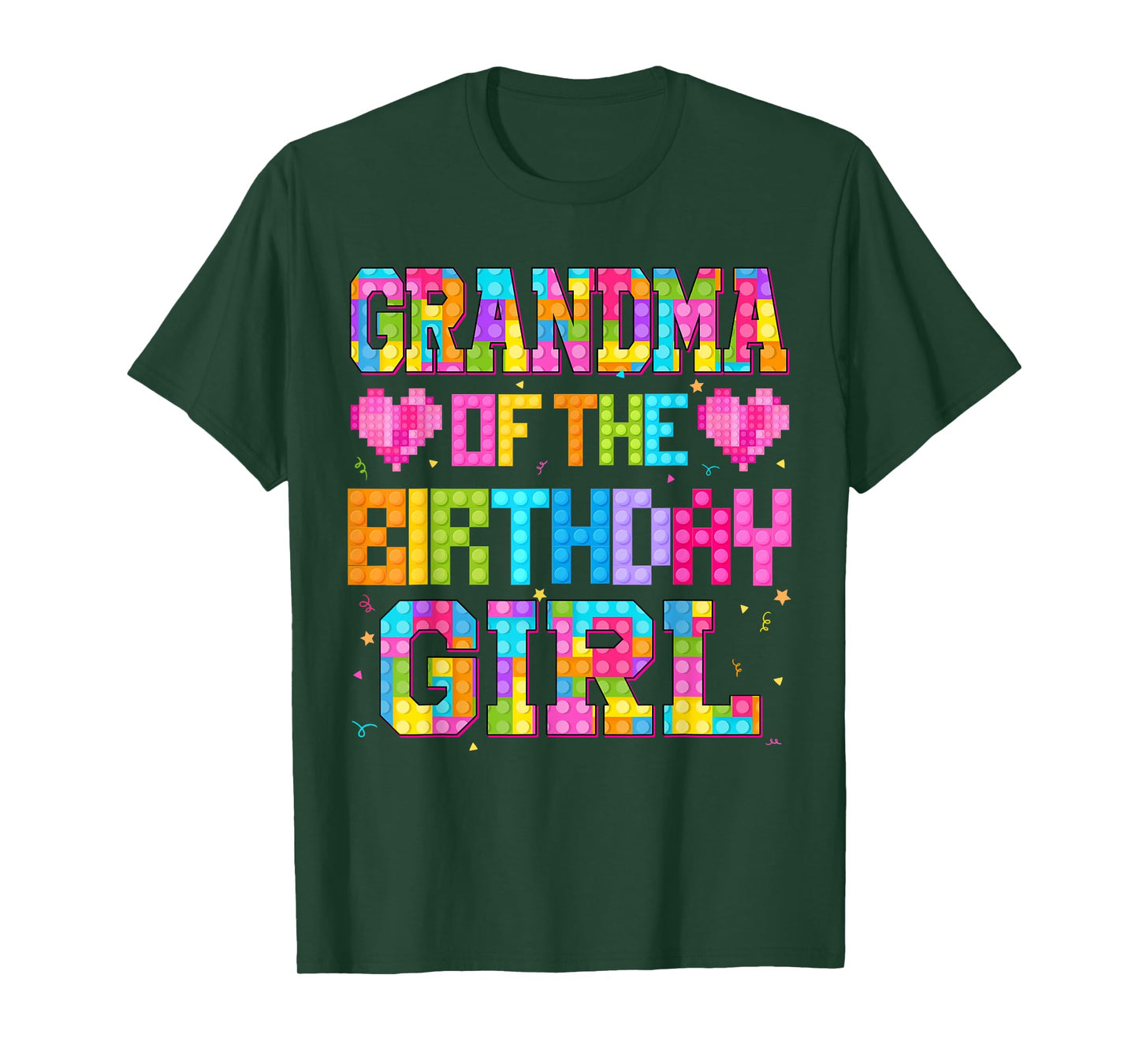 Grandma Of The Birthday Girl Build Brick Family Matching T-Shirt