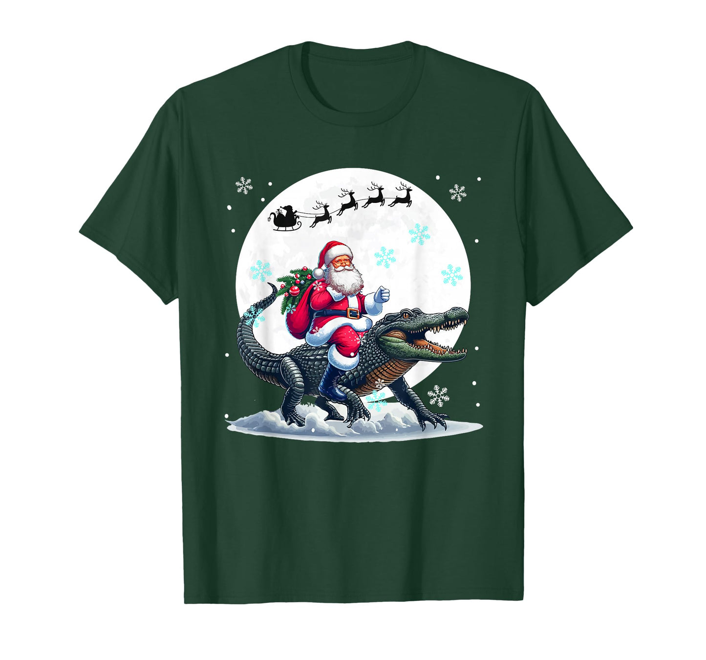 Santa Riding Alligator Christmas Moon Matching Kids Toddler T-Shirt