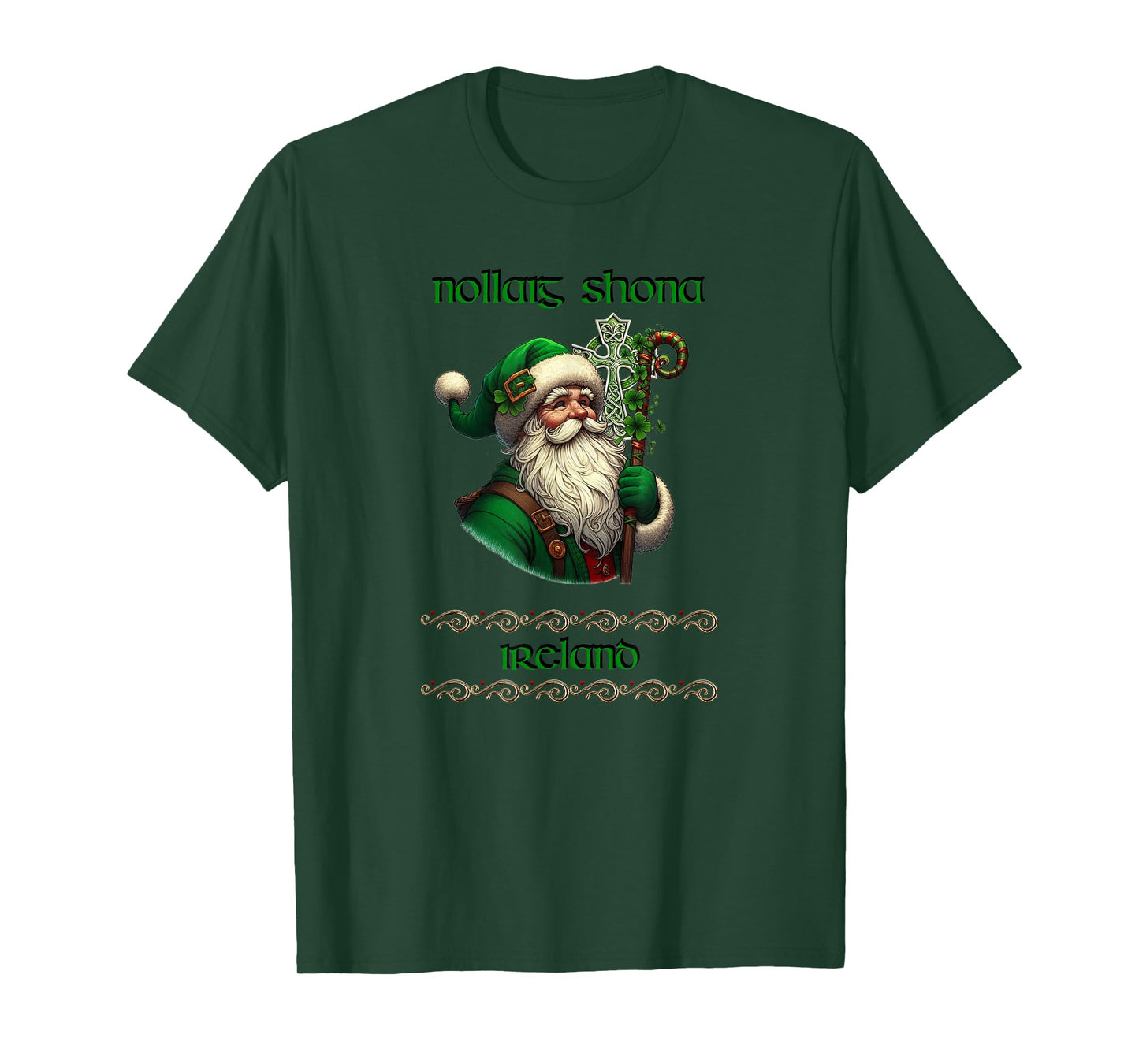 Irish Santa & Celtic Cross Christmas T-Shirt
