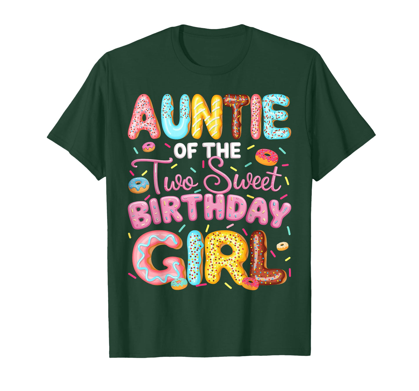 Auntie Of The Two Sweet Birthday Girl Donut 2Nd Birthday T-Shirt